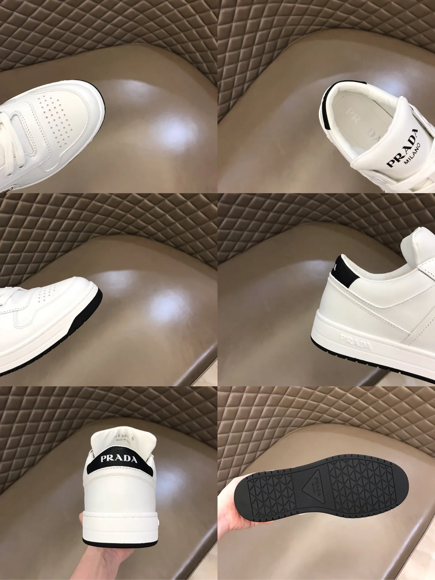 P380 Yuan 38-45 Prada Prada’s new men’s leather sports shoes, the highest version on the market, any comparison is welcome🆚! The original leather has excellent texture and is super high-end! Fetal sheep net lining imported from Italy, removable pad! Luxurious materials and fine workmanship, highly recommended!